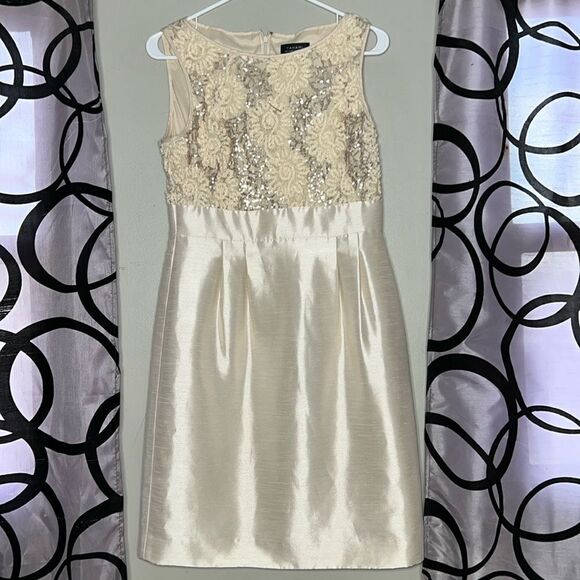 Tahari women's gold cream dress size 6 - Picture 1 of 16